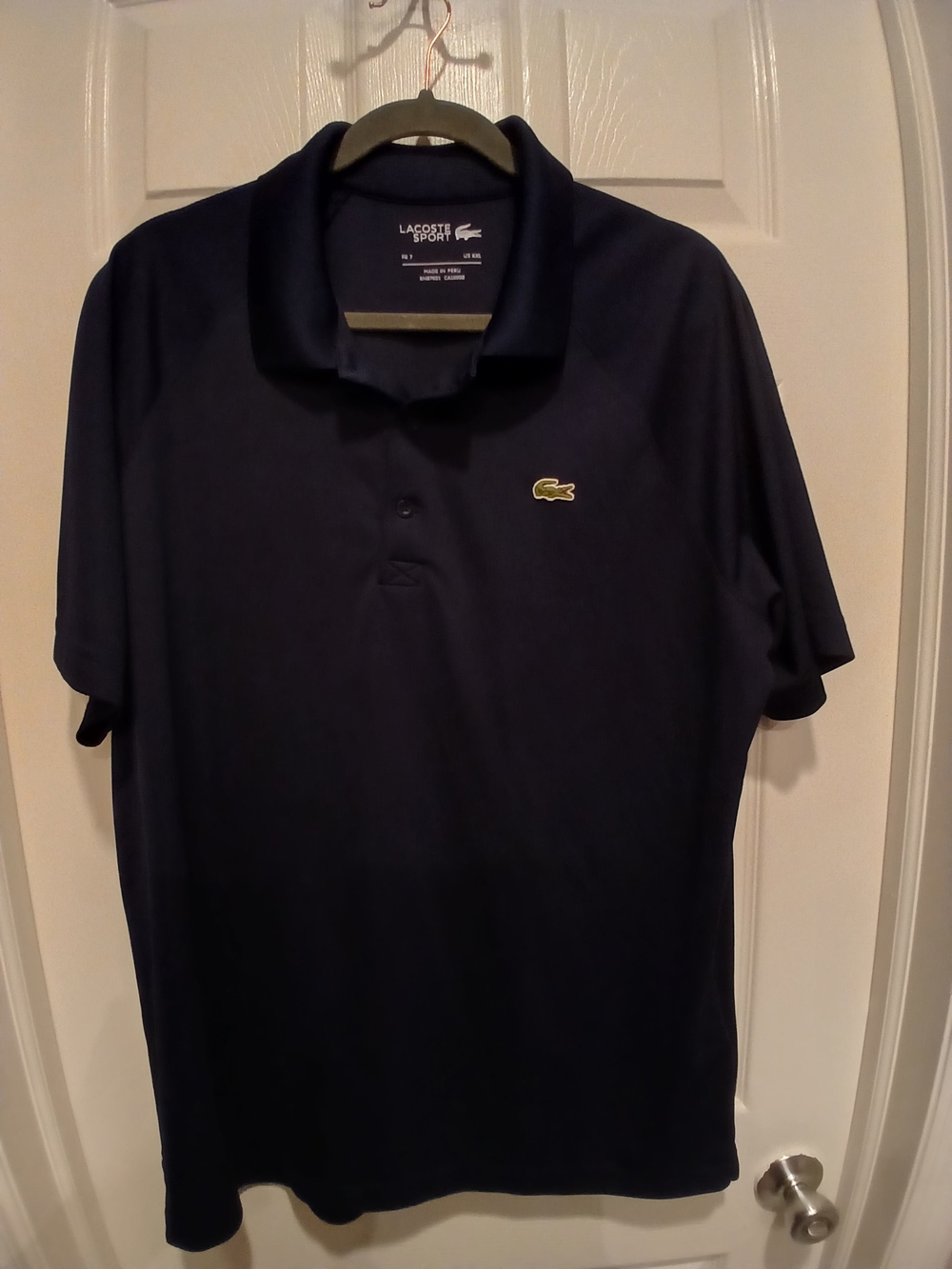 Lacoste Men's Navy Polo with Green Crocodile Patch